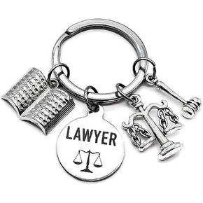 Kit's Kiss Lawyer Keychain Lawyer Attorney Gavel and Scales of Justice Law Book Justice Gavel Law Teacher Student Gift