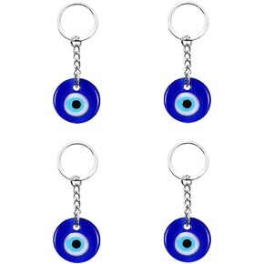 6 Pcs Turkish Blue Evil Eye Keychain Charms Evil Eye Glass Bead Key Chain Keyring Crafting Glass Keychain with Keyring Hanging Ornament Amulet