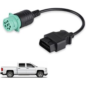 Watris Veiyi 9 Pin to 16 Pin Cable Adapter, 9 Pin to 16 Pin OBD2 Truck Diagnostic Scanner Cable Adapter for Cummins Diesel Engine(Male)