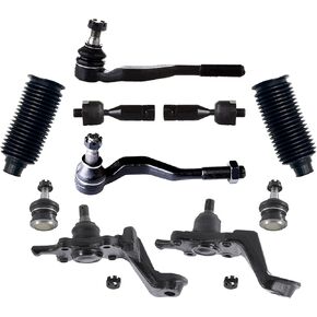 PartsW - 10 Pc Suspension Kit For Toyota Tacoma 95-97 4WD, Tacoma 98-00 Inch4WD, Tacoma 01-04 Inch4WD/ Front Upper & Lower Ball Joints Tie Rod Ends Outer Inner with Steering Gear Bellows