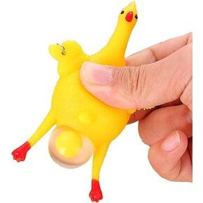 1Pc 3.9 * 2.4inch Yellow Funny Chicken Keyring Keychain, Mini Rubber Squeeze Chicken Pendant for Bags Keys Gift for Teens Men's Keyrings and Keychains
