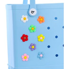 8Pcs Small Flowers Charms Accessories for Bogg Bag and Simply Southern Tote,1.1inch/2.9cm Insert Colorful Decorative Attachment for Rubber Beach Tote and Bag