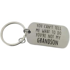 Granny Gifts from Grandson, You Cant Tell Me What To Do You're Not My Grandson Keychain, Papa Keychain, Grandma Keychain, Grandpa Keychain, Nana Keychain, Grammy Keychain, Papa Keychain