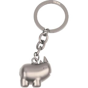 Troika Keyring rhinoceros - HAPPY RHINO - Round, good-humoured rhinoceros, keyring keychain animal gift - metal casting - chrome plated - gunmetal Original