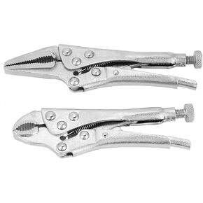 2pcs Locking Pliers Set, 4.3in Ground Mouth 4.9in Straight Jaw Lock Clamp Locking Pliers Tool