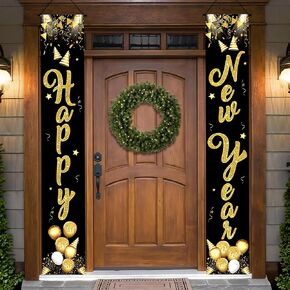 KatchOn, Happy New Year Door Banner - 72x12 Inch | Happy New Year Banner 2025 for New Years Decorations | Happy New Year 2025 Banner for New Years Eve Decorations | New Years Eve Party Supplies 2025