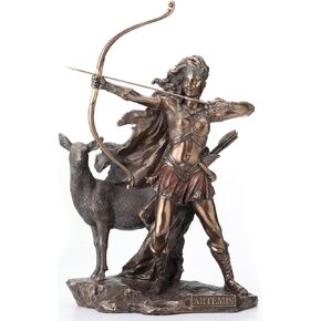 Veronese Design 12 1/4 Inch Artemis Goddess of Hunt and Wilderness Cold Cast Resin Greek Statue Bronze Finish Sculpture