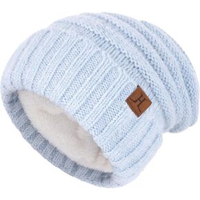 Winter Knit Beanie Hats for Women with Fleece Lined, Warm Soft Slouchy Womens Beanies Skull Cap for Ladies in Cold Weather