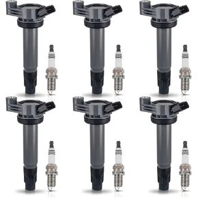 ENA Set of 6 Ignition Coil Pack with Spark Plug 3.3L 3.3 V6 2004 2005 2006 2007 2008 Compatible with Lexus Toyota Camry Sienna Solara Highlander ES330 RX330 RX400h for C1452 UF506 UF430 4504
