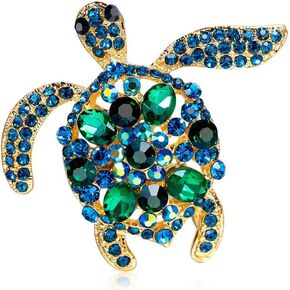 Vintage Turtle Brooch Pins, AILUOR Fashion Women's Rhinestone Crystal Big Tortoise Pin Brooches Jewelry Gifts