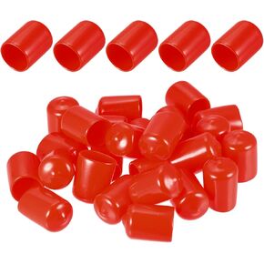 DMiotech 25 Pack 21mm ID Red Screw Thread Protectors Rubber End Caps Bolt Covers for Screw Bolt Furniture Pipe