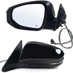 Right Passenger Side Mirror Assembly Fits 2014-2019 Toyota Highlander With Power Glass Heated Turn Signal and Blind Spot without Puddle lights Match Black Replace TO1321361(7Pins)