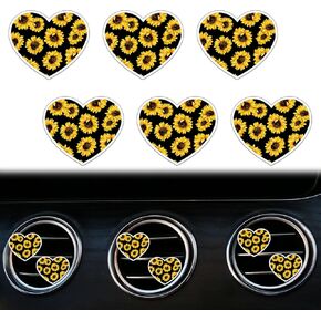6 Pcs Heart Air Vent Clips, Cute Heart Car Air Fresheners Vents Clips Funny Car Diffuser Vent Clips Car Interior Decor Charm Cute Car Accessories Car Decoration for Women Automotive (Daisies)