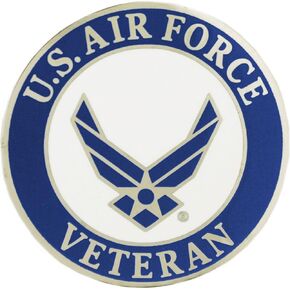EE, Inc. US Air Force Veteran Large Pin, Blue, 1 inch round