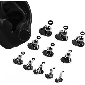 DOEARKO 22 PCS / 16 PCS Stainless Steel Precise Dimensions Ear Gauge Stretching Kit Short Taper Expander, Comfy Stretching Plugs with Rubber Rings, Domed Body Ear Stretching Kit