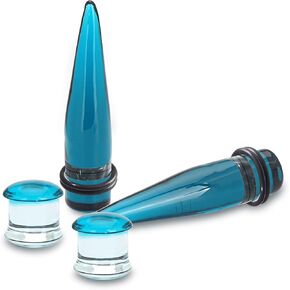Longbeauty Glass Ear Tapers 4G-12mm Gauges Plugs Colorful Ear Stretching Kit for Women Men Handmade Gauges Earrings Piercing Jewelry