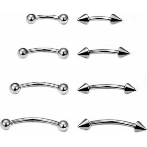 Eyebrow Piercing Jewelry 16g Surgical Steel Curved Barbell Tiny Eyebrow Ring Vertical Labret Lip Jewelry Ear Rook Navel Small Belly Button Ring for Women Men 20g 16g 6mm/8mm/10mm/12mm