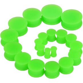 20Pcs Silicone Ear Plugs Kit Ear Gauges Stretching Set Double Saddle Tunnels Double Flare Earlobe Expanders Flesh Body Piercing Jewelry for Women Men Beginners 0G-1"