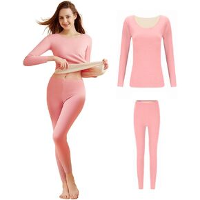 Thermal Underwear Long Johns Base Layer for Women | Stretch Soft Thermal Top and Bottom Set | Women's Thermal Underwear Sets | Ski Clothing for Women | Insulated Underwear for Women (Pink-XXL)