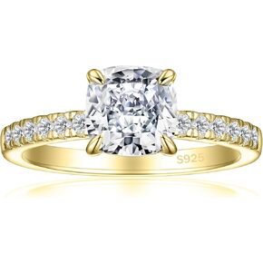 1.2CT 925 Sterling Silver Engagement Rings for Women Cushion Cut Hidden Halo Cubic Zirconia Wedding Promise Rings for Her Size 4-10