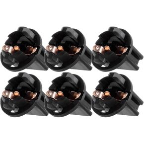 cciyu 6 Pack 1/2 Hole Twist In Instrument Panel Dash Light Bulb Socket 194 168 T10 Wedge Replacement fit for 194/168(T3-1/4) type Miniature Wedge Base bulbs
