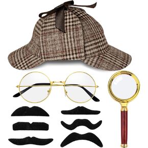 Detective Costume Accessories Set, Detective Outfit Accessories for Adults Men Women with Detective Hat for Dress Up