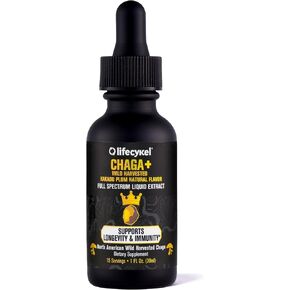 LIFE CYKEL Chaga Mushroom Extract with Kakadu Plum- 100% Organic Mushrooms, Immune Support Supplement, High Antioxidants, Vitamin C, Anti-Aging Support, Helps with Fatigue - 2 Fl oz