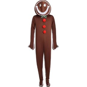 Christmas Iced Gingerbread One-sie Costume Adult Christmas Cookies Cosplay Jumpsuit Fun Costume Holiday Party