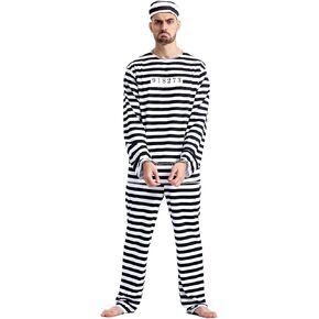 Halloween Prisoner Men Costume: Jail Adult Inmate Role Play