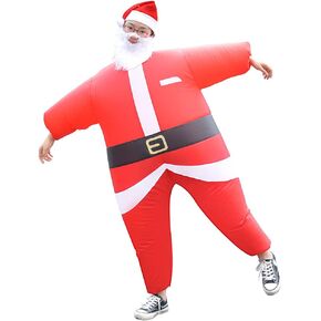 Inflatable Christmas Santa Suit, Child Unisex Fancy Dress Costume, Cosplay Party Funny Clothes with Beard Hat for Adult (with Blower) (Child Santa Claus)