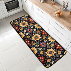 Kitchen Rugs Non-Slip Bathroom Rugs Indoor Entrance Runner Rugs Machine Washable for Living Room Decor Bedroom Bathtub Decoration Rug Vintage Flower Collection 24x72inch