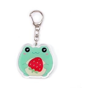 Cute Strawberry Frog Keychain Keyring for Backpack Bag Jewelry Accessories for Women Friends