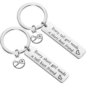 PLITI Best Friends Keychain Friendship Gift Every Tall Girl Needs A Short Best Friend BFF Keyring