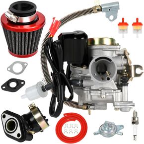 GY6 50cc Carburetor PD18J Carb Kit Compatible with Tao tao 49cc 50cc ATM50 Pony VIP Most Chinese Scooter Moped 139QMB 4-Stroke Engine Roketa Jonway Lance ATV Go Kart Parts
