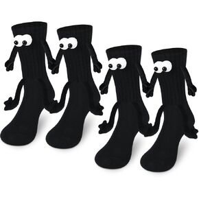 2 Pairs Magnetic Holding Hands Socks & Feet Novelty Funny Magnetic Socks Gifts For Couples Friends Teens Boys Girls