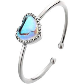 HUASAI Moonstone Rings for Women Heart Moonstone Rings Victorian Style Moonstone Jewelry Crystal Knuckle Ring Silver Vintage Rings Trendy Birthday Jewelry Gifts for Girls