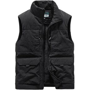 Gihuo Men Winter Fleece Vest Heated Outdoor Work Vest Warm Windproof Vest with Multi Pockets