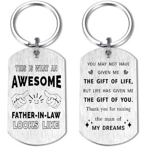 Yobent Father In Law Birthday Gifts from Daughter Son In Law, Awesome Father In Law Wedding Anniversary Valentines Key Chain