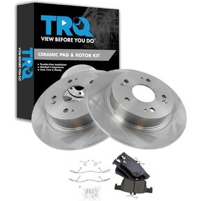 TRQ Rear Brake Pad & Rotor Kit Brake Pads Brake Rotor Ceramic Compatible with 2018-2020 Honda Accord
