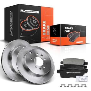A-Premium 11.88 inch (302mm) Rear Vented Disc Brake Rotors + Ceramic Pads Kit Compatible with Select Mazda Models - CX-7 2007 2008 2009 2010 2011 2012, 6-PC Set