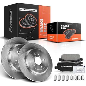 A-Premium 12.99 inch(330 mm) Rear Solid Disc Brake Rotors + Ceramic Pads Kit Compatible with Select Ford and Lincoln Models - Edge 2011-2014, Explorer, Flex, MKS, MKT, MKX, Taurus, 6-PC Set