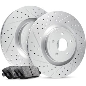 R1 Concepts Front Brakes and Rotors Kit |Front Brake Pads| Brake Rotors and Pads| Optimum OEp Brake Pads and Rotors |Hardware and Sensor Kit |fits 2014-2017 Audi Q5
