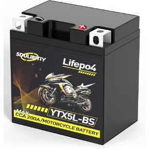 بطارية ليثيوم للدراجات النارية YTX5L-BS، 12.8V 2Ah 200CCA بطارية ليثيوم LiFePO4 لبدء تشغيل محرك الدراجة النارية، بطارية ليثيوم Powersports، ATV، Jet Ski، 4 Wheeler، Quad، Tractor، Scooter، Snowmobile، Seadoo