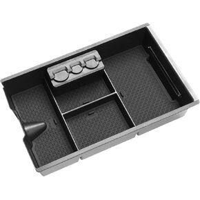 for Dodge RAM Center Console Organizer,Jaronx Console Storage Box for Dodge RAM 1500 (2009-2018) and RAM 2500/3500 (2010-2018),Armrest Organizer Tray + Coin Holder (Full Console w/Bucket Seats ONLY)