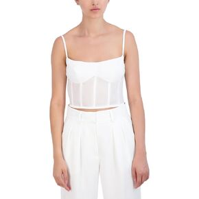 Women's Sleeveless Scoop Neck Cropped Bustier Top