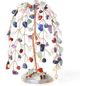 YATOJUZI Rose Quartz Crystal Tree of Life Money Tree Pink Gifts for Women Pink Office Desk Home Decor Natural Crystals Trees with Agate Base Copper Wire Wrapped Feng Shui Meditation Spiritual Gifts in Saudi Arabia