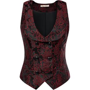 Belle Poque Waistcoat Vest for Women Jacquard Suit Vest Steampunk Gothic Medieval Style