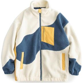 سترة صوف شيربا للسيدات من Aelfric Eden بسحاب مموج كولوربلوك شتوي منتفخ سترات غامضة معطف فرو دافئ غير رسمي للجنسين in Kuwait