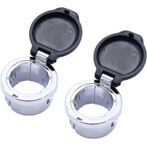 2pcs Plug Cover Replacement 12V Power Outlet Dash Retainer Cigarette Lighter Plug Chrome Fit For Chevy Silverado GMC Sierra