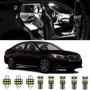 AWALITED 8pcs White Interior LED Lights Kit for 2010-2018 2019 2020 Subaru Legacy Super Bright LED Map Dome Cargo Replacement Light Bulbs